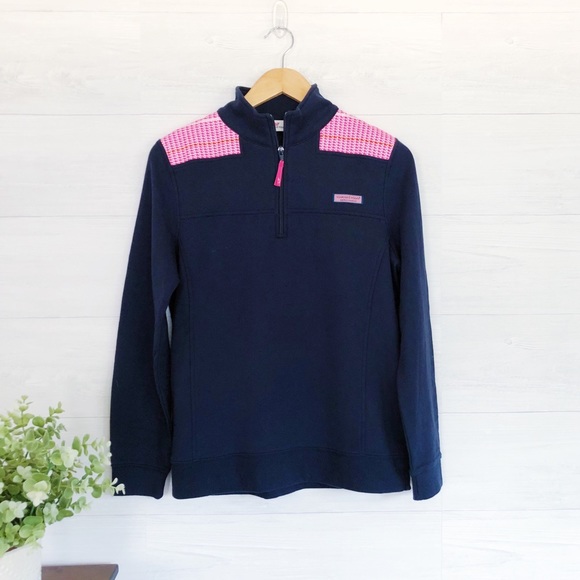 Vineyard Vines Sweaters - Vineyard Vines Blue Pink Whale Zip Popover
